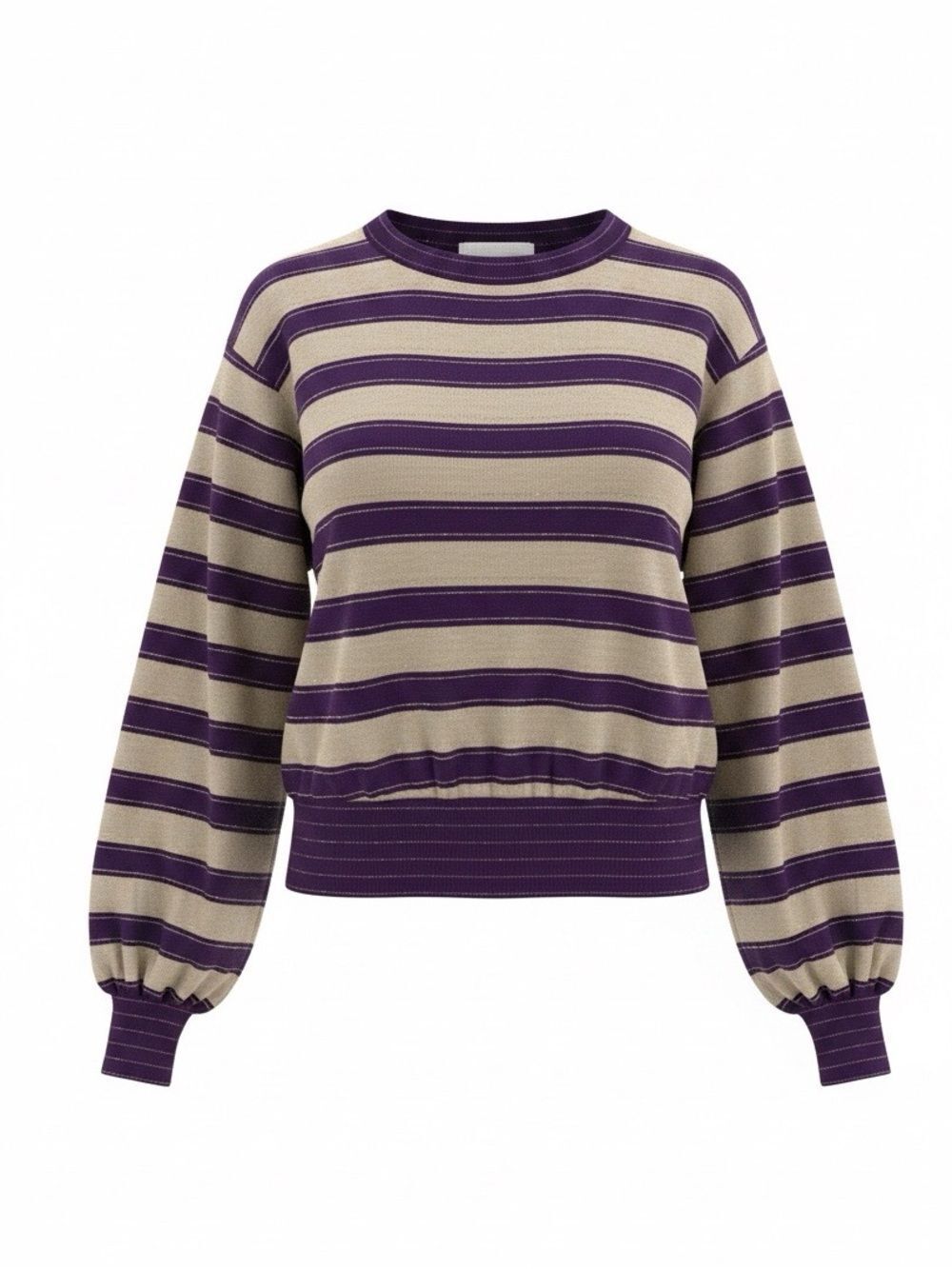 Gap vintage women’s Striped Purple and Beige Crewneck Sweater with gold size S